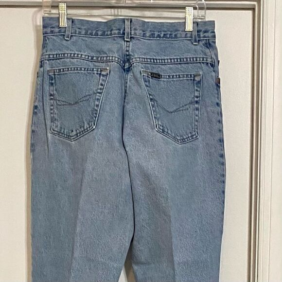 Vintage CHIC 12 Petite High Waist Retro Mom Jeans Light Wash Denim Tapered Leg - Picture 4 of 9